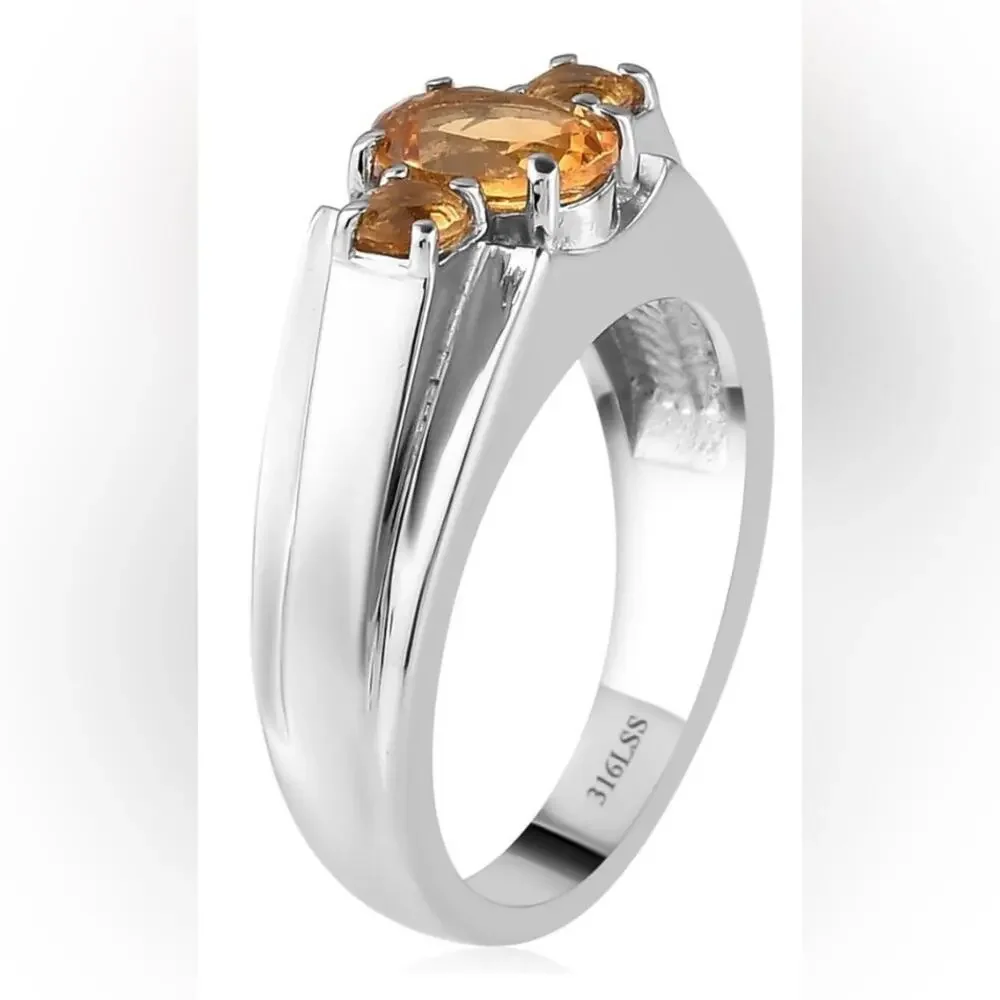 Serra Gaucha Men’s Citrine Ring in Stainless Steel Size 12, 1.5 ctw